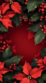 Velvet poinsettia wreath framing a crimson winter hush.