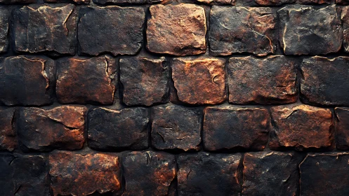 Ember-kissed stone wall glows with rugged medieval depth.