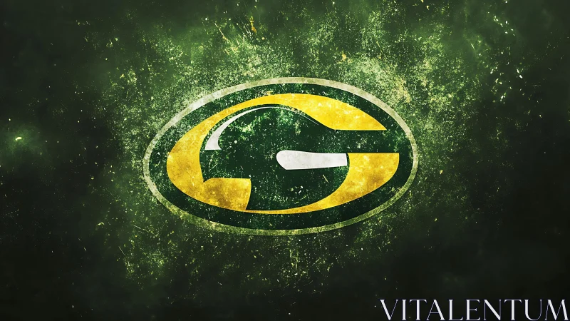 Grunge green oval sports logo with distressed splatter texture.