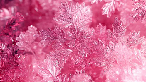 Macro study of crystalline pink frost leaves rendered in high detail