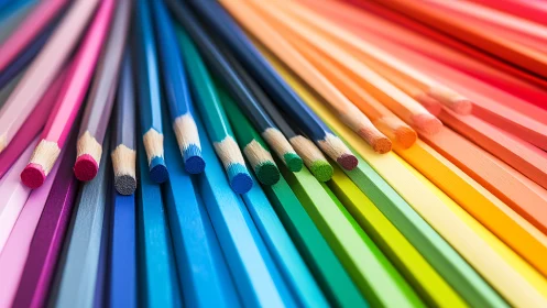 Color pencils form radial gradient across bright spectrum