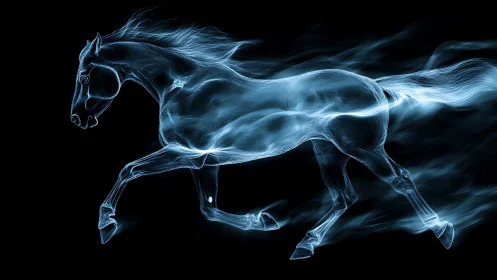 Spectral velocity horse racing through streaks of frozen light.