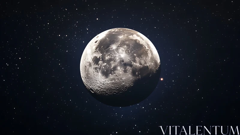 Moon hangs like a silver lantern in a velvet star ocean