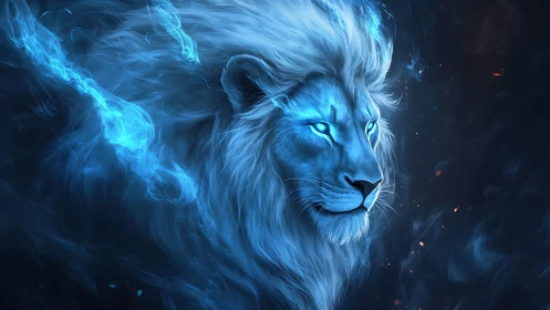 Starlit Frostfire Lion Ignites the Midnight Cosmos.