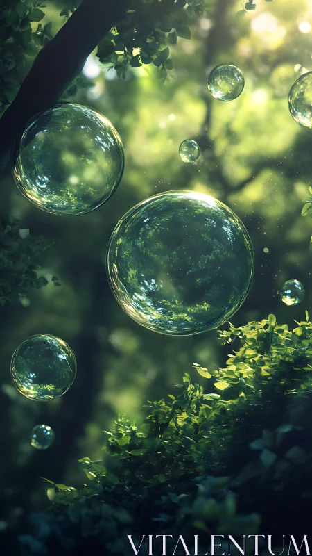 Volumetric forest bubbles with refractive caustic rendering.