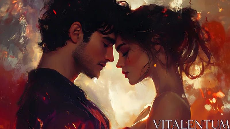 Two figures in intimate moment against warm glowing backdrop.