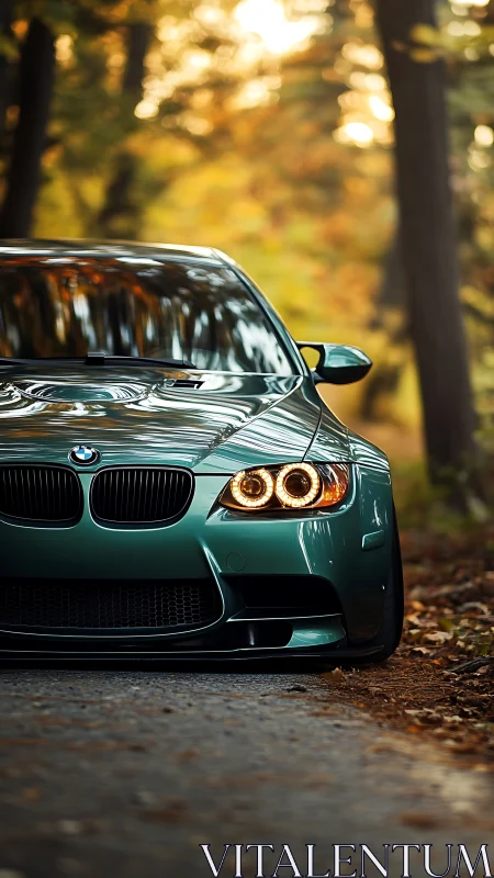 Emerald street predator prowls through a golden forest hush