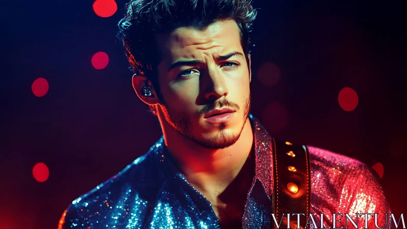 Charismatic guitarist shines under colorful stage lights