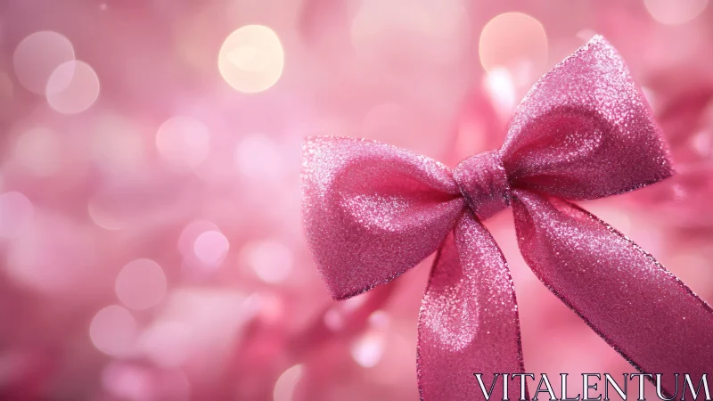 Sparkling pink bow shining softly in a dreamy glow.