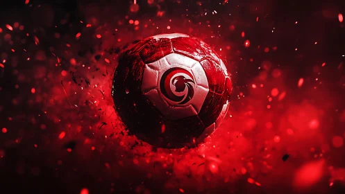 Fiery red soccer ball blazes forward with bold energy