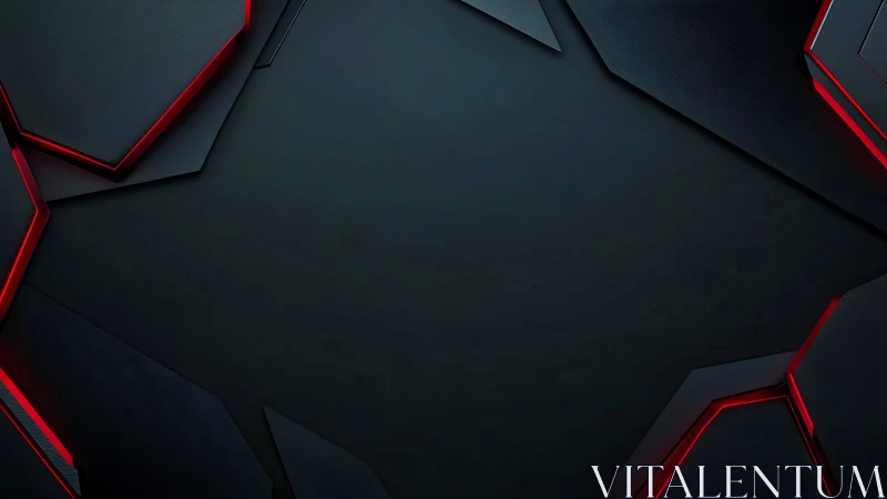 Layered hexagonal tech panels with red neon edging design.