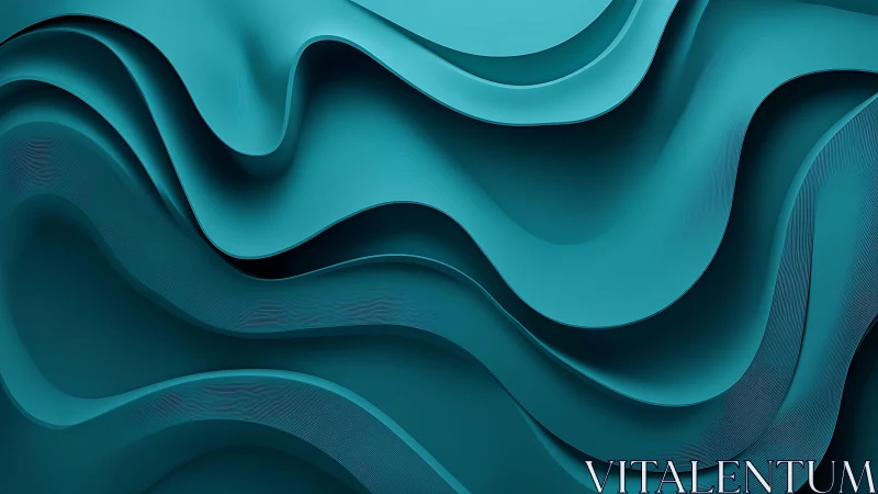 Teal Abstract Waves in Modern Minimalist 3D Layered Design.