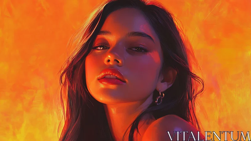 Cinematic digital portrait uses warm rim lighting and bold chroma contrast