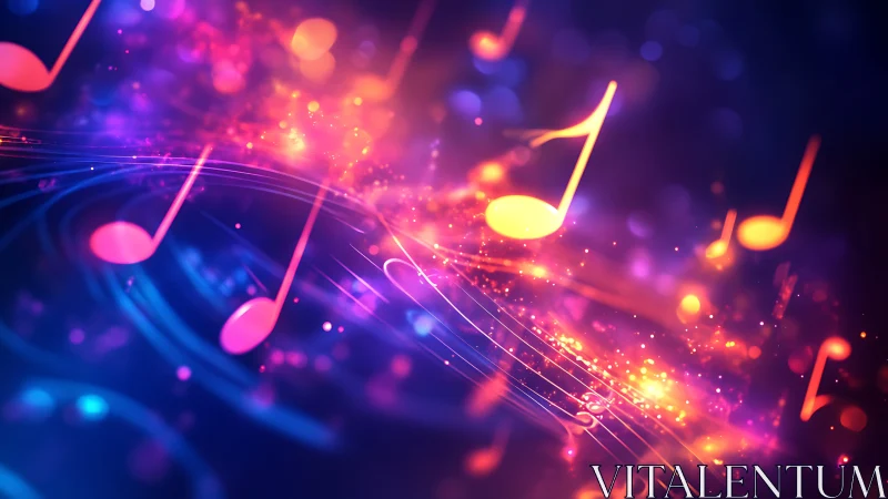 Neon Night Notes Dancing Through Cosmic Soundwaves.
