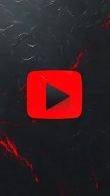 Red play icon on dark marble textured background.