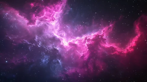 Glowing pink nebula drifting gently through starry space.