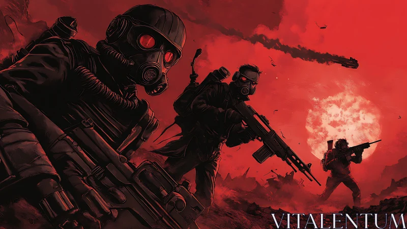 Red eclipse strike team storms the burning wasteland front.