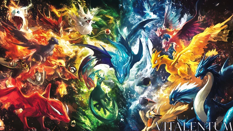 Elemental dragon clash ignites a vivid fantasy battle realm