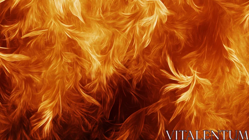 Golden firelike feathers drift in a warm glowing dance