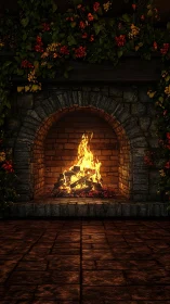 Dancing Flames by Stone: Autumn's Cozy Embrace.