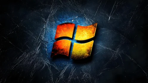 Grunge Windows Logo Digital Art on Textured Dark Background.