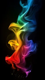 Multicolored volumetric light trails forming spectral smoke column