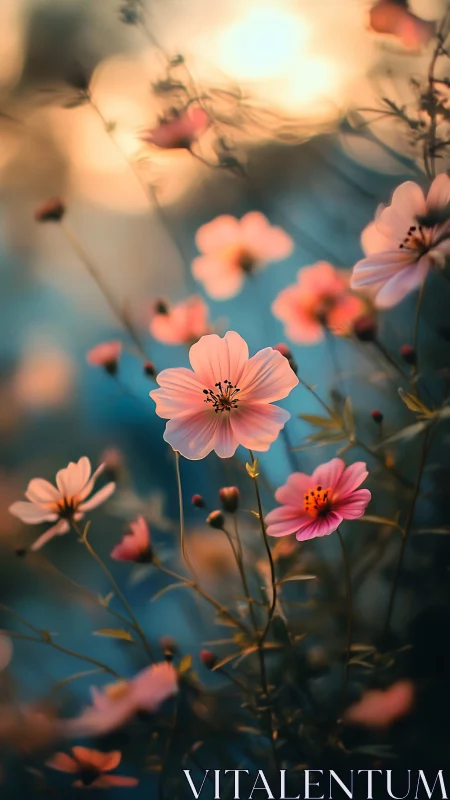 Gossamer Petals Bask in Golden Hour's Tender Embrace.