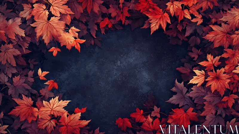 Autumn foliage frames a textured dark central background