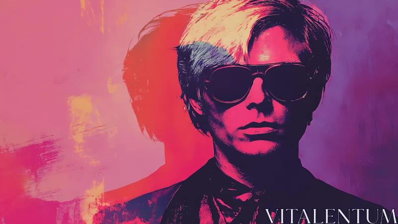 Neon-tinted portrait silhouette under bold magenta light.