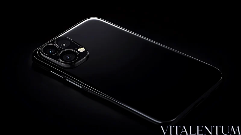Premium Black Smartphone Displayed Against Dark Minimalist Background