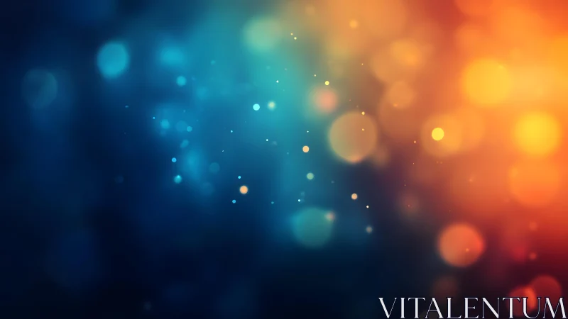 Colorful Abstract Bokeh Lights on Blue and Orange Gradient Background.