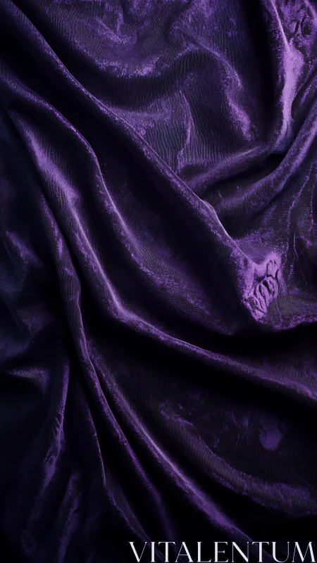 Close-up of folded deep purple velvet fabric surface.