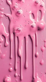 Glossy pink liquid drips vertically across textured surface