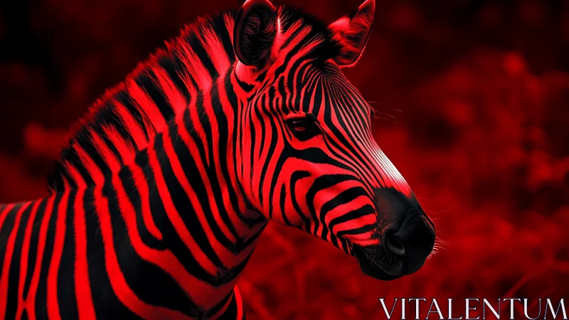 Crimson night zebra ignites the savanna with neon stripes.