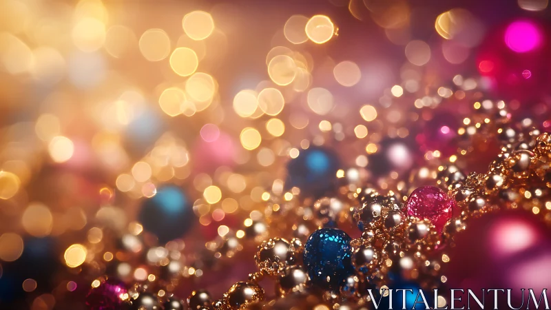 Glittering bead constellations drift through molten holiday light