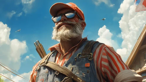 Sunny harbor day with a cheerful bearded sailor guide.