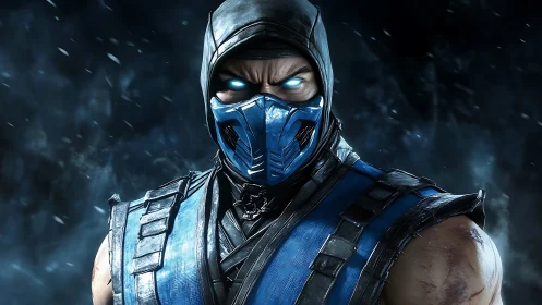 Frostborn masked warrior ignites a storm of electric fury.