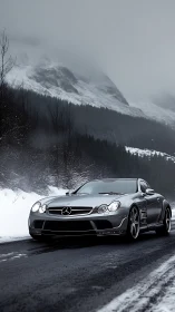 Mercedes-Benz SLR McLaren cuts through overcast alpine pass