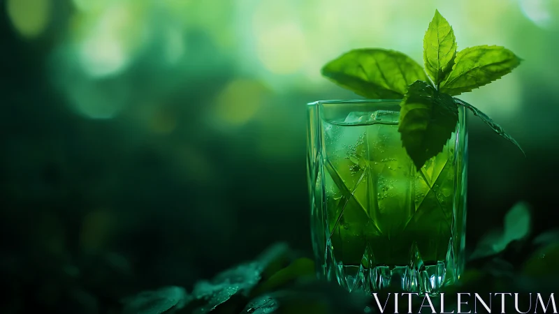 Minty Refreshment Crowned with Verdant Herb Sprigs.