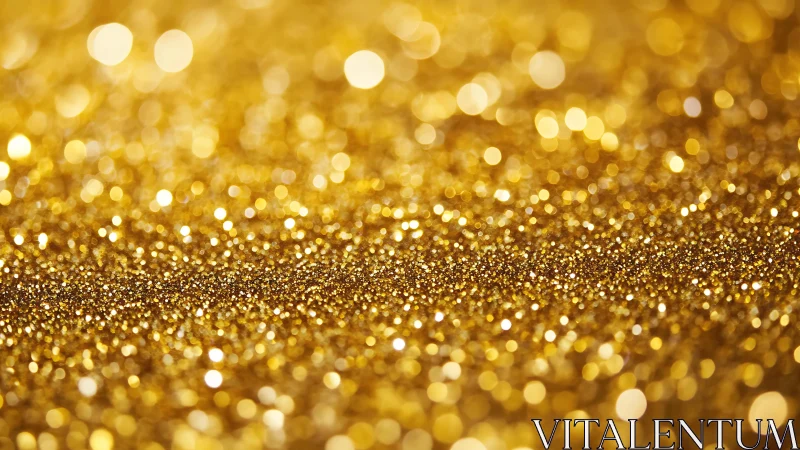 Sparkling Gold Glitter Close-Up with Bokeh Effect, Festive Style.
