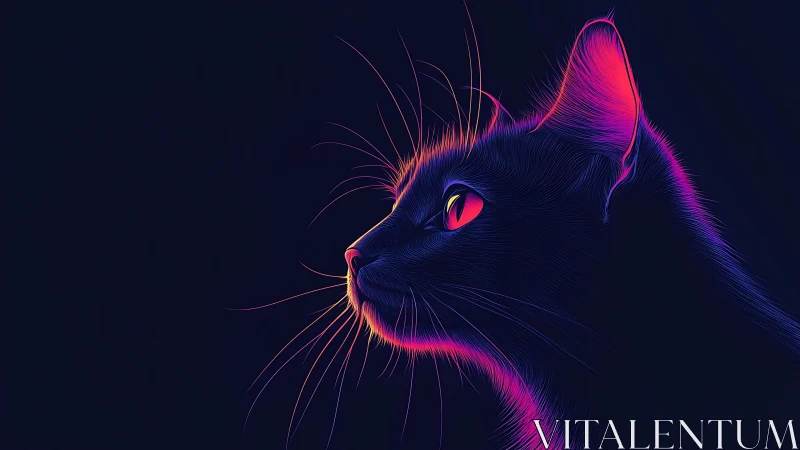 Neon night whiskers and a curious cosmic-eyed cat.