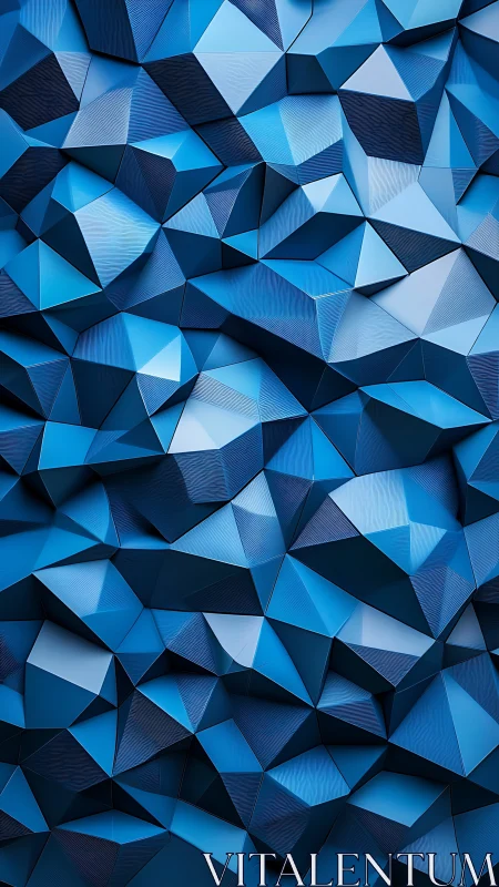 Blue low poly faceted geometric surface pattern background.