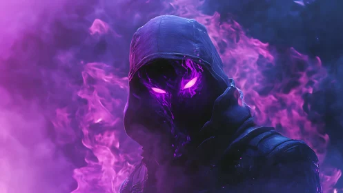 Hooded voidwalker grins through ultraviolet ghostfire haze