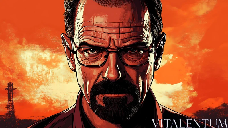 Intense male portrait rendered in bold graphic comic style