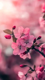Pink Cherry Blossoms in Soft Bloom.