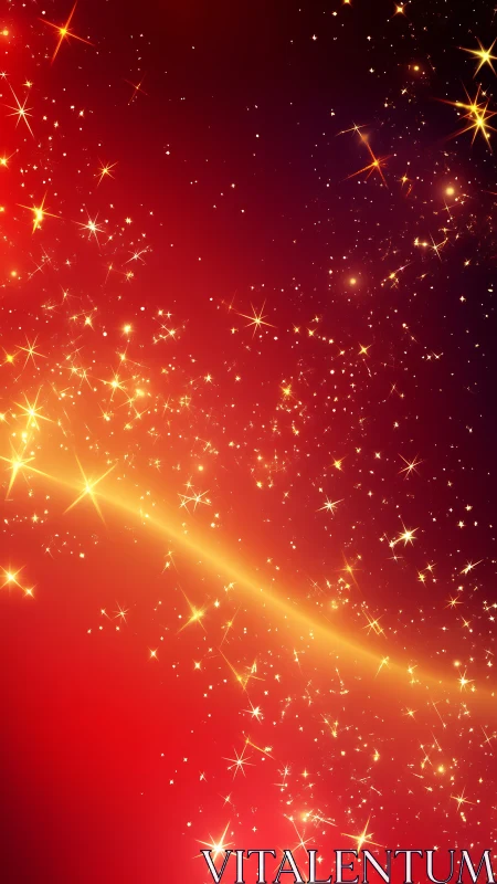 Crimson starlight river flowing through festive night sky.