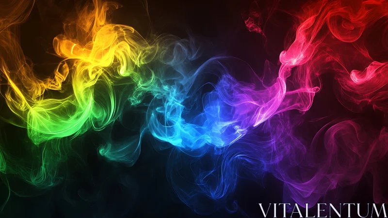 Dancing rainbow smoke swirls across a midnight backdrop.