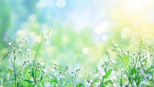Spring Meadow with Shallow Depth Field.