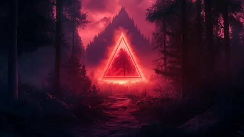 Neon Triangle Forest Path Landscape
