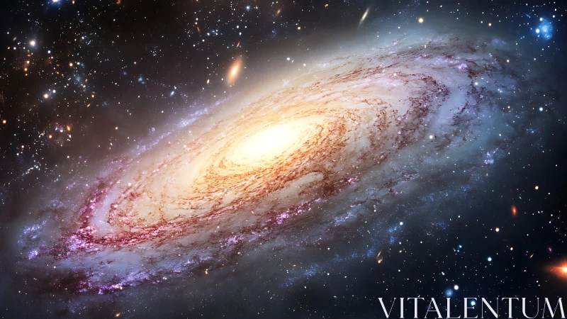 Spiral galaxy rendered with high dynamic range stellar density gradients